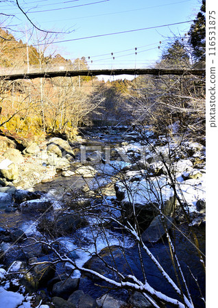 丹澤山脈、雪景、富川吊橋 丹澤山脈、雪景、富川吊橋 116531875