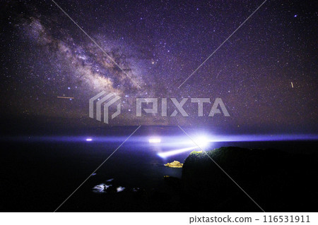 《Kochi Prefecture, Cape Ashizuri》 Cape Ashizuri Lighthouse, Milky Way and starry sky from Cape Ashizuri Observatory 116531911