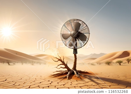 fan amid drought and heat wave 116532268