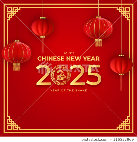 Happy Chinese 2025 New Year Background. Vector Illustration Happy Chinese 2025 New Year Background. Vector Illustration 116532969