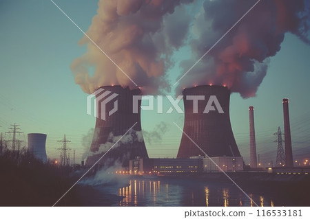 White smoke coming out of the nuclear plants. 116533181
