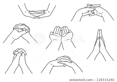 Clasped hands, clasped hands (line drawings only) Clasped hands, clasped hands (line drawings only) 116533240