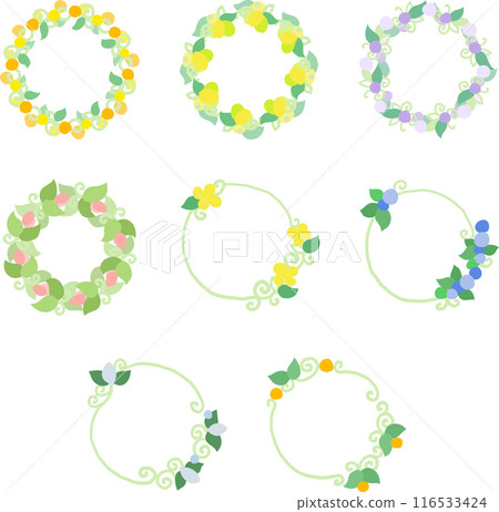 A variety of cute and stylish frame materials with colorful flower motifs A variety of cute and stylish frame materials with colorful flower motifs 116533424