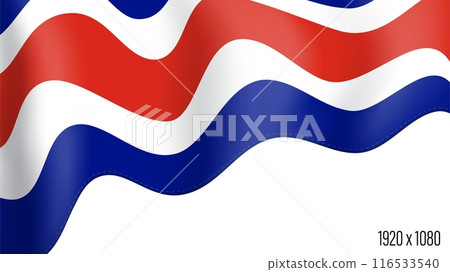 Costa Rica country flag realistic independence day background. Costa Rica commonwealth banner in motion waving, fluttering in wind. Festive patriotic HD format template for independence day 116533540