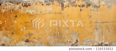 old cracked grunge background with torn gold, black, and gray paint 116533852