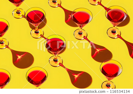 Arrangement of Wine Glasses on Table Arrangement of Wine Glasses on Table 116534134
