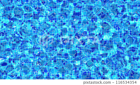 3d render animation of water in a pool with caustics, top view in summer 116534354