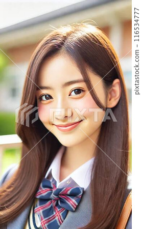 High school girl looking out the window 116534777