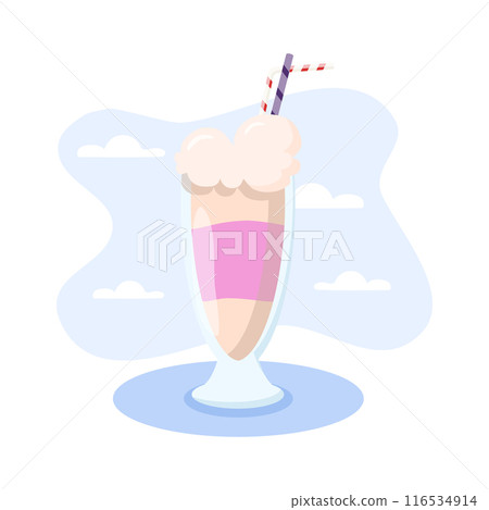 Delicious milkshake is waiting on a blue background 116534914