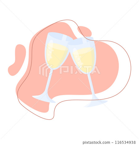 Two glasses toasting with white wine on abstract background 116534938