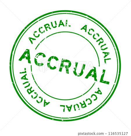 Grunge green accrual word round rubber seal stamp on white background 116535127