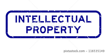 Grunge blue intellectual property word square rubber seal stamp on white background 116535149