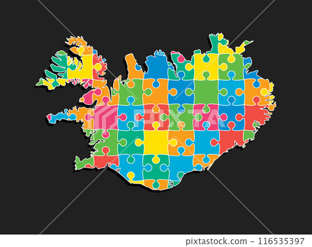 Creative map Iceland from color puzzle, jigsaw 116535397
