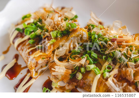 Rice paper okonomiyaki style Rice paper okonomiyaki style 116535807