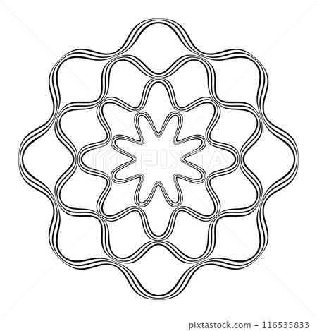 Radial Wavy Lines Circle Floral Pattern. Radial Wavy Lines Circle Floral Pattern. 116535833
