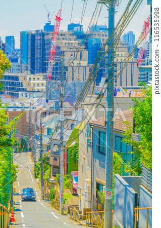 新宿區的街道和晴朗的天氣 116535998