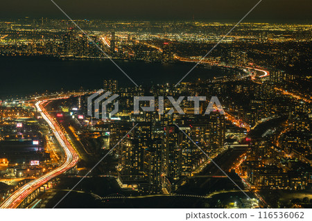 Urban expressway shining in the night view Urban expressway shining in the night view 116536062