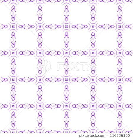 Watercolor ikat repeating tile border. Purple uncommon boho chic summer design. Ikat repeating swimwear design. Textile ready superb print, swimwear fabric, wallpaper, wrapping. 116536390