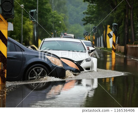 因大雨汽車被水淹沒 116536406