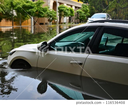 因大雨汽車被水淹沒 116536408