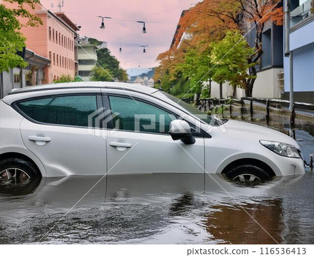 因大雨汽車被水淹沒 116536413