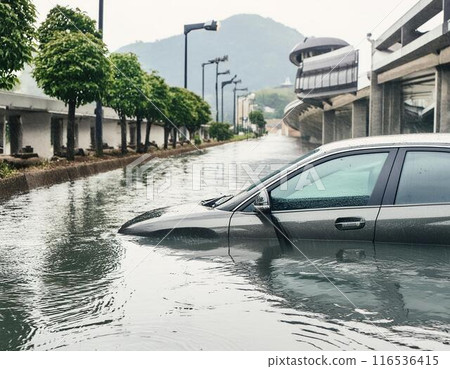 因大雨汽車被水淹沒 116536415
