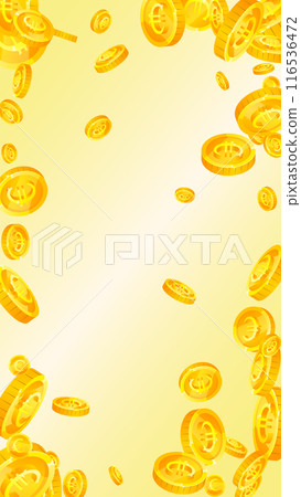 European Union Euro coins falling. Scattered gold EUR coins. Europe money. Global financial crisis concept. Vector illustration. 116536472