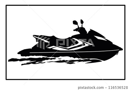 Jet Ski Silhouette - Water Sports Illustration and Clipart 116536528