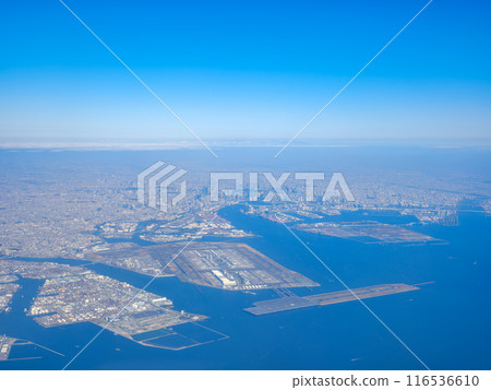 東京_羽田機場地區和從上方看的東京風景 116536610