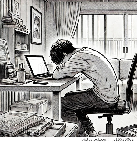 一個失望地低頭的人 116536862