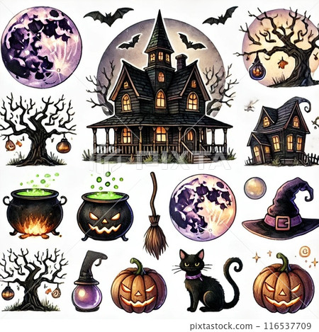 A collection of illustrations that can be used as Halloween backgrounds A collection of illustrations that can be used as Halloween backgrounds 116537709