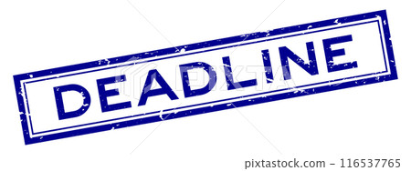 Grunge blue deadline word square rubber stamp in white background 116537765