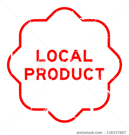 Grunge red local product word rubber seal stamp on wthie background 116537807