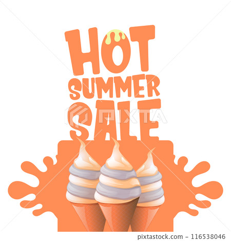 Hot summer sale sticker, label, posater,banner, tag isolated on transparent background with melting ice cream. Vector hot summer sale vinrage retro orange banner and icon. Total clearance clip art Hot summer sale sticker, label, posater,banner, tag isolated on transparent background with melting ice cream. Vector hot summer sale vinrage retro orange banner and icon. Total clearance clip art 116538046