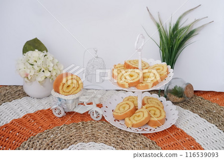 cake with delicious pineapple jam as a background cake with delicious pineapple jam as a background 116539093