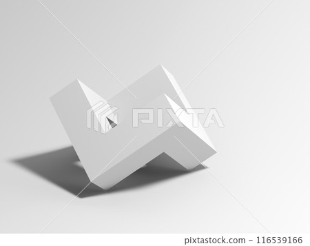 Abstract white geometric object is on white background. Hexabit. 3d 116539166