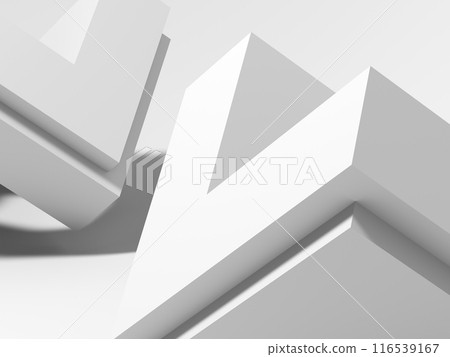 Abstract white low-poly geometric installation. Digital graphic 3 d 116539167