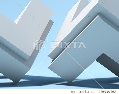 Abstract blue white geometric background with low-poly installation. 3d 116539168