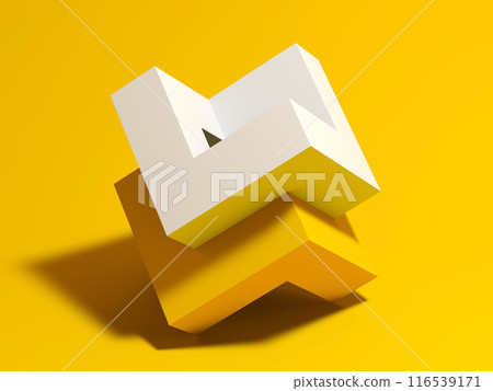 Abstract geometric installation with connected yellow and white objects 116539171