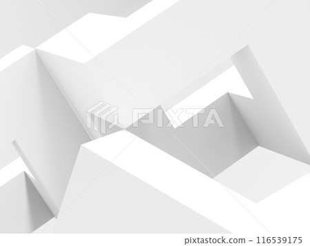 Abstract background with white geometric minimal installation. 3d 116539175