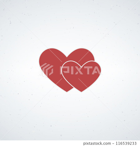 Two red hearts, love symbol. valentine wedding sign. Stock vector illustration isolated on white background. Two red hearts, love symbol. valentine wedding sign. Stock vector illustration isolated on white background. 116539233