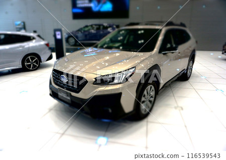 Miniature diorama-style photo of the Outback at the Subaru headquarters building exhibition hall Miniature diorama-style photo of the Outback at the Subaru headquarters building exhibition hall 116539543