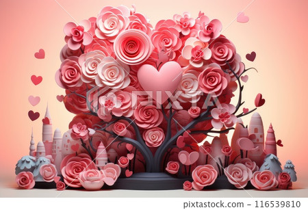 Happy valentine concept with multi layered paper cut style background. Romantic design for honeymoon. greeting card, poster. Happy valentine concept with multi layered paper cut style background. Romantic design for honeymoon. greeting card, poster. 116539810