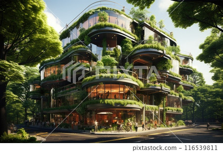 Company building forest decorate, Green company zero carbon concept. generation and achieve ESG goals 116539811