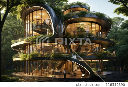 Company building forest decorate, Green company zero carbon concept. generation and achieve ESG goals 116539890