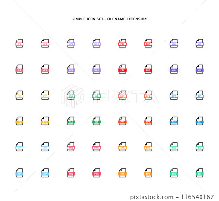 Collection of document type icon according to file extension Collection of document type icon according to file extension 116540167