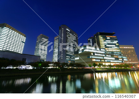 [Osaka Prefecture] Symmetrical night view of Osaka Business Park 116540307