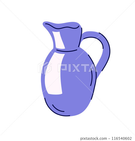 Jug of milk in flat style. Vintage dairy icon. Vector illustration isolated on a white background. Jug of milk in flat style. Vintage dairy icon. Vector illustration isolated on a white background. 116540602