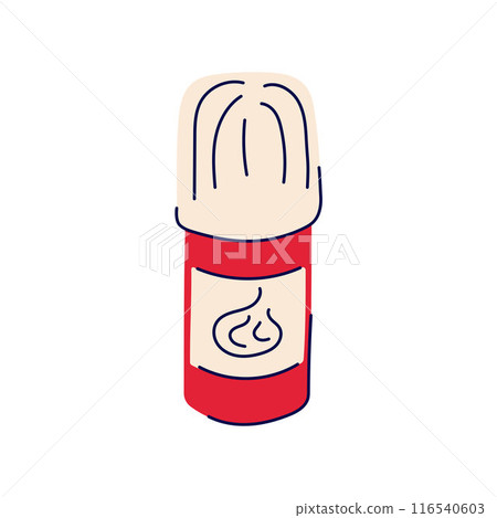 Whipped cream can in flat style. Dairy product. Vector illustration isolated on a white background. Whipped cream can in flat style. Dairy product. Vector illustration isolated on a white background. 116540603