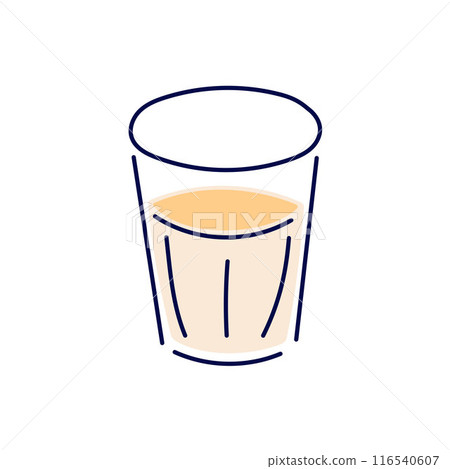 Glass of milk in line art style. Dairy product design for grocery shop. Vector illustration isolated on a white background. 116540607